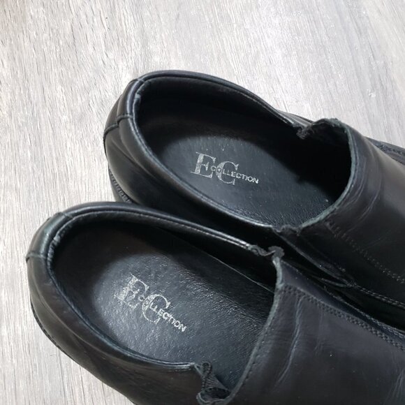 E Collection * Men's Black Leather Slip On Shoes 8 - Picture 7 of 10